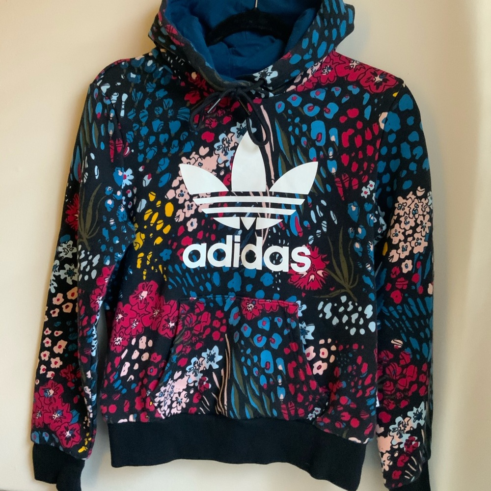 NWOT Adidas Trefoil Abstract Floral Hoodie S